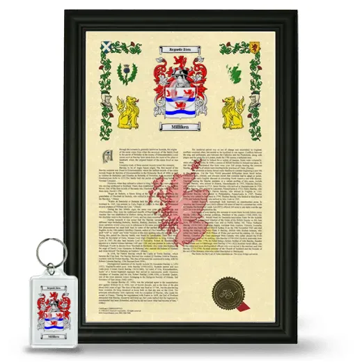 Milliken Framed Armorial History and Keychain - Black