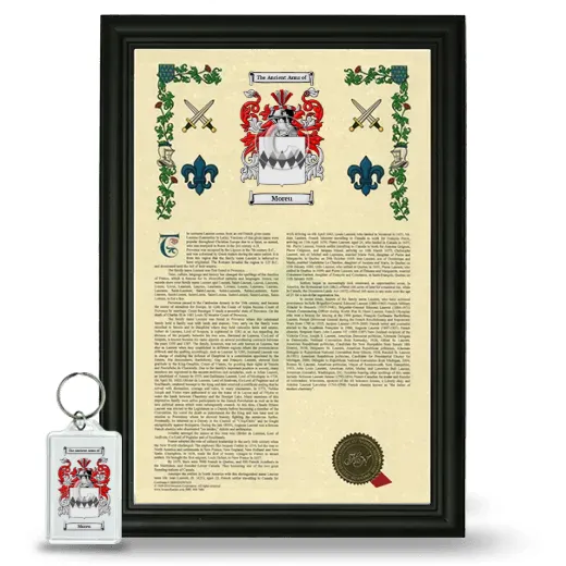 Moreu Framed Armorial History and Keychain - Black