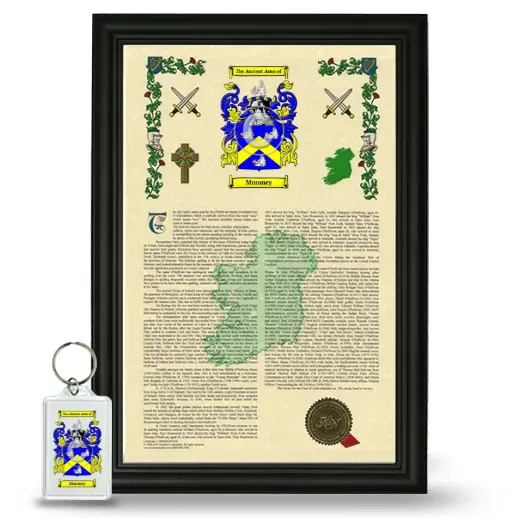 Moroney Framed Armorial History and Keychain - Black