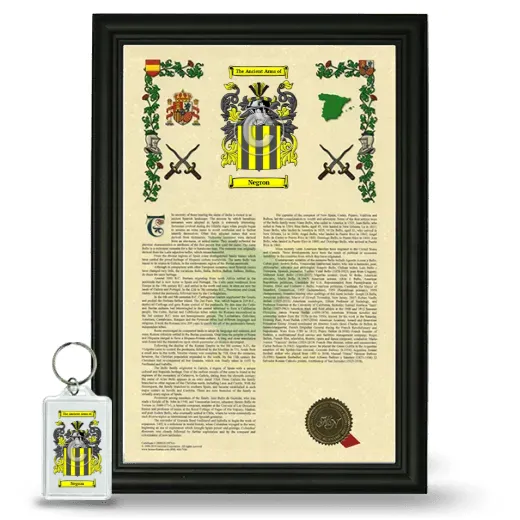 Negron Framed Armorial History and Keychain - Black