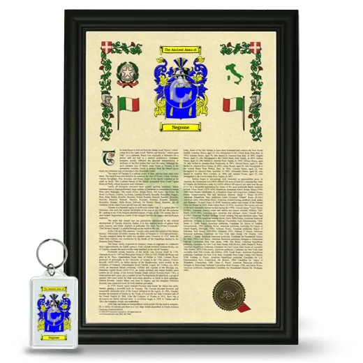 Negrone Framed Armorial History and Keychain - Black