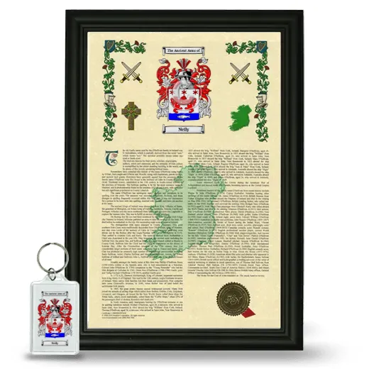 Neily Framed Armorial History and Keychain - Black