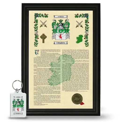 O dougherty Framed Armorial History and Keychain - Black