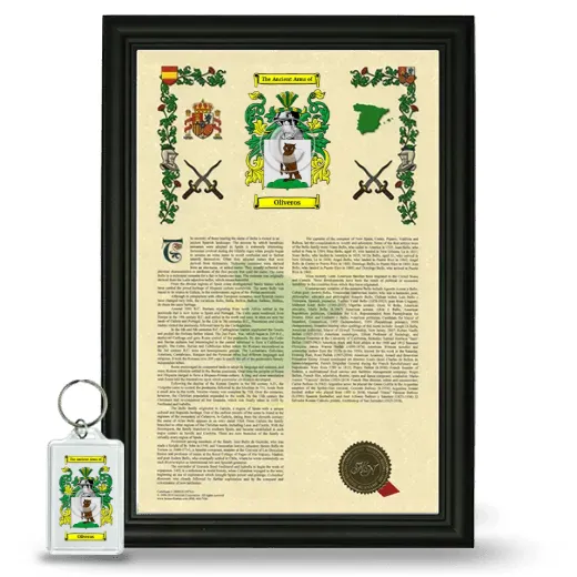 Oliveros Framed Armorial History and Keychain - Black