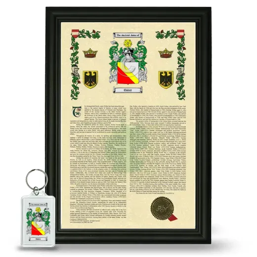 Oster Framed Armorial History and Keychain - Black