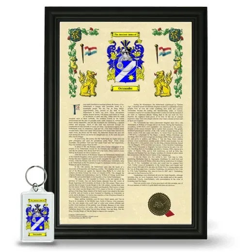 Ostrander Framed Armorial History and Keychain - Black