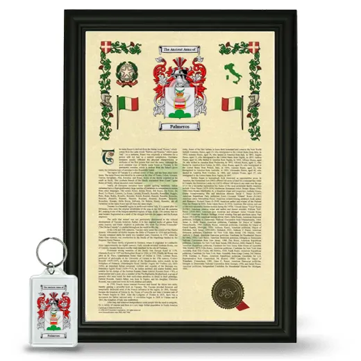 Palmeros Framed Armorial History and Keychain - Black