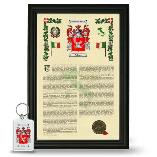Paloma Framed Armorial History and Keychain - Black