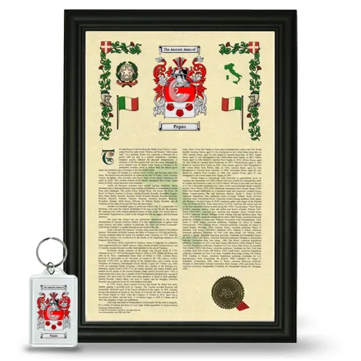 Papas Framed Armorial History and Keychain - Black