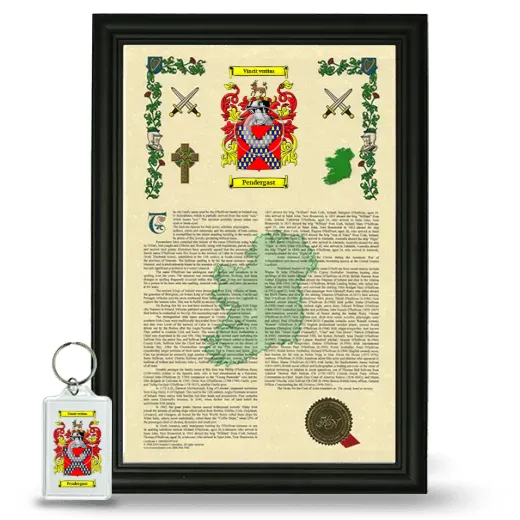 Pendergast Framed Armorial History and Keychain - Black