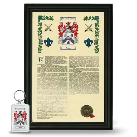 Peron Framed Armorial History and Keychain - Black