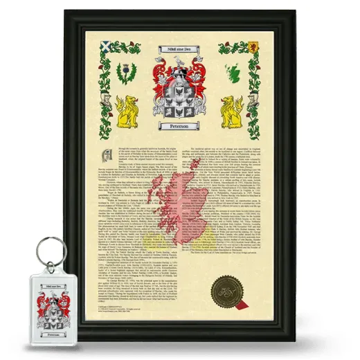 Peterson Framed Armorial History and Keychain - Black