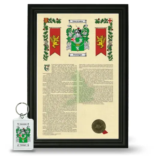Pottenger Framed Armorial History and Keychain - Black