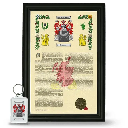 Pridemore Framed Armorial History and Keychain - Black
