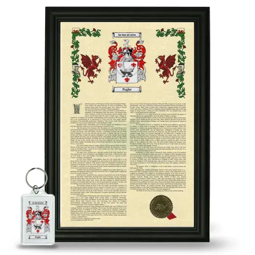 Pughe Framed Armorial History and Keychain - Black