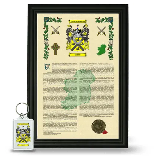 Pursel Framed Armorial History and Keychain - Black