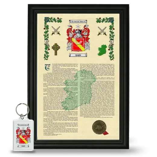 Quigle Framed Armorial History and Keychain - Black