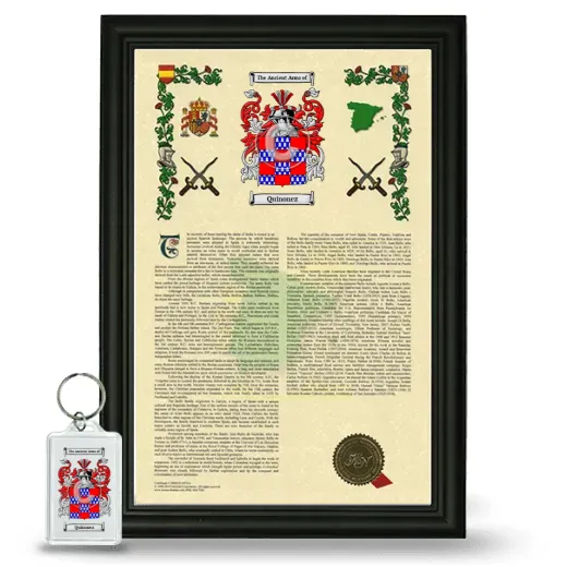 Quinonez Framed Armorial History and Keychain - Black