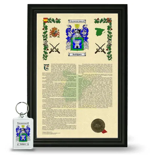 Rodriguez Framed Armorial History and Keychain - Black