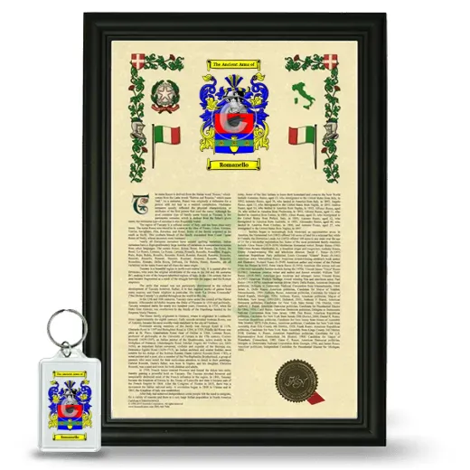 Romanello Framed Armorial History and Keychain - Black