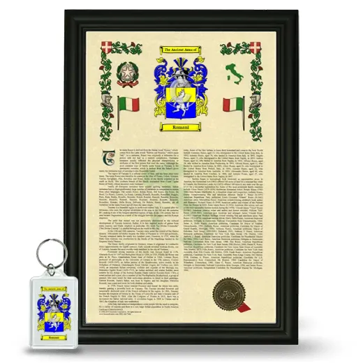 Romani Framed Armorial History and Keychain - Black