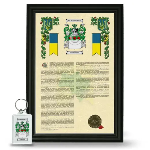 Romanow Framed Armorial History and Keychain - Black