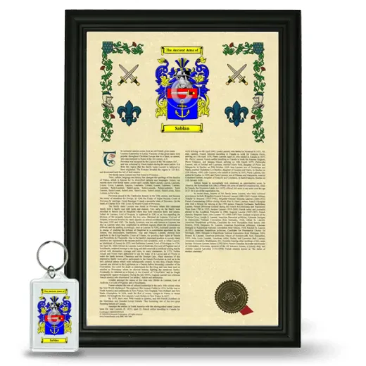 Sablan Framed Armorial History and Keychain - Black