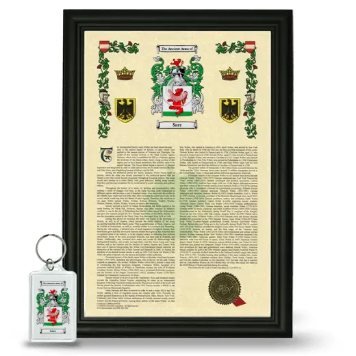 Saer Framed Armorial History and Keychain - Black