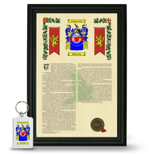 Saint john Framed Armorial History and Keychain - Black