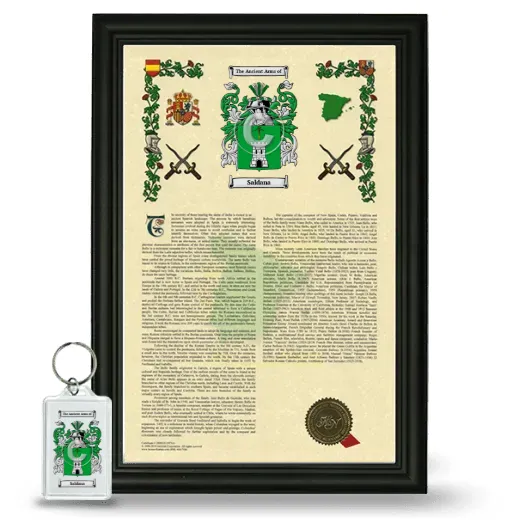 Saldana Framed Armorial History and Keychain - Black