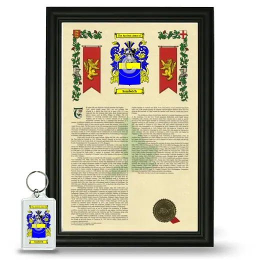 Sandwich Framed Armorial History and Keychain - Black