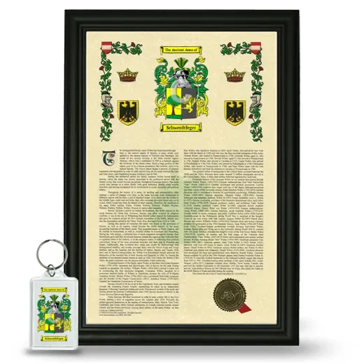 Schwerdtfeger Framed Armorial History and Keychain - Black