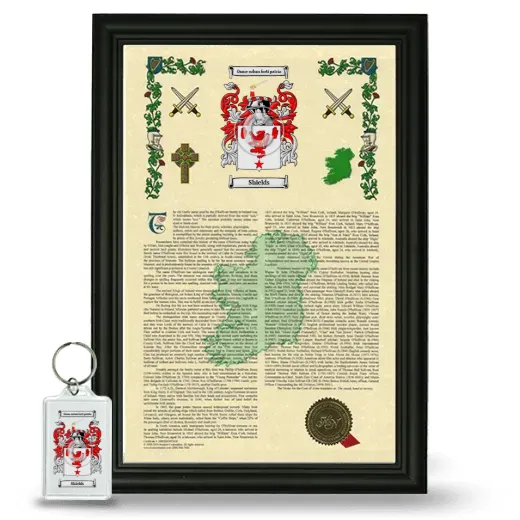 Shields Framed Armorial History and Keychain - Black