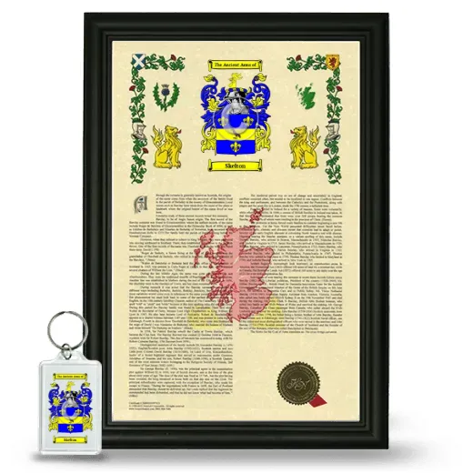 Skelton Framed Armorial History and Keychain - Black