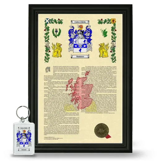 Stannus Framed Armorial History and Keychain - Black