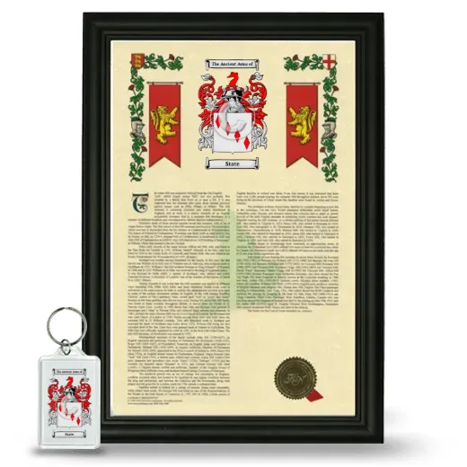 State Framed Armorial History and Keychain - Black