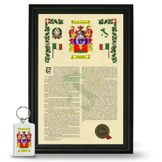 Stepanich Framed Armorial History and Keychain - Black