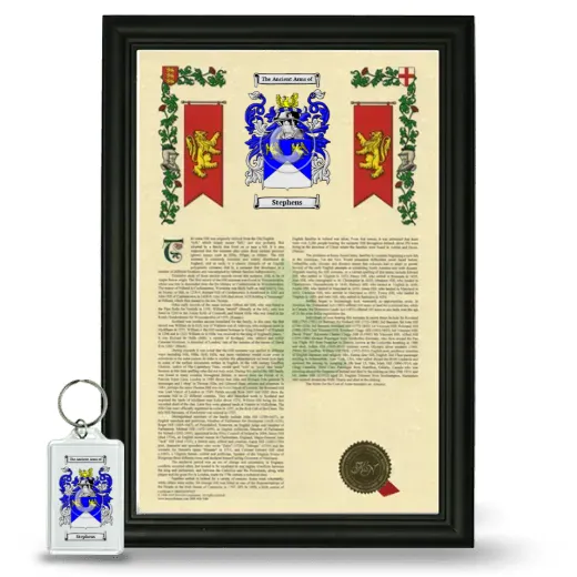Stephens Framed Armorial History and Keychain - Black