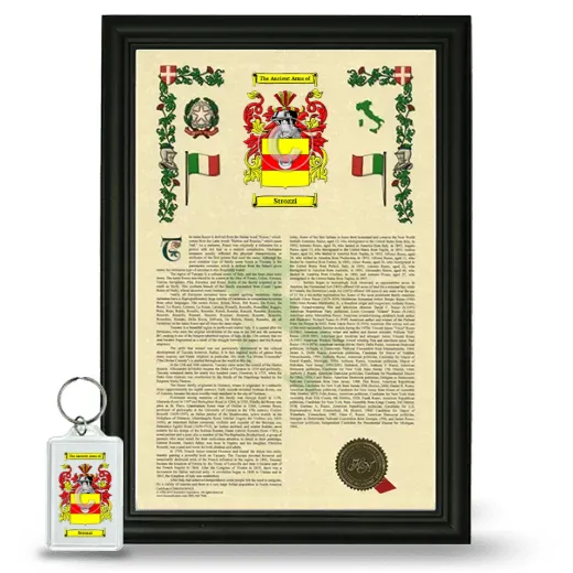Strozzi Framed Armorial History and Keychain - Black