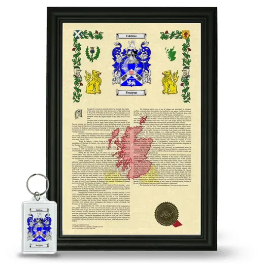 Swayne Framed Armorial History and Keychain - Black