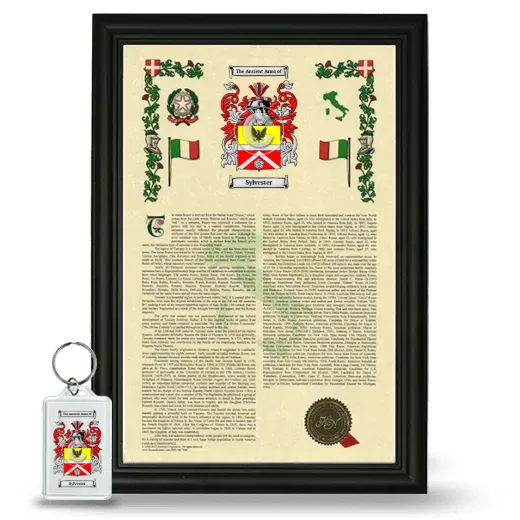 Sylvester Framed Armorial History and Keychain - Black