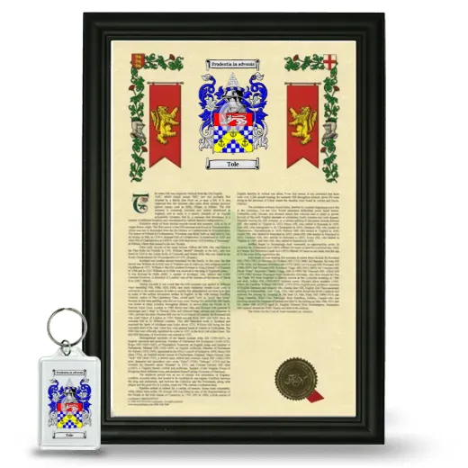 Tole Framed Armorial History and Keychain - Black