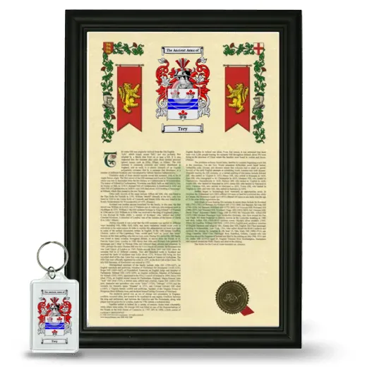 Trey Framed Armorial History and Keychain - Black