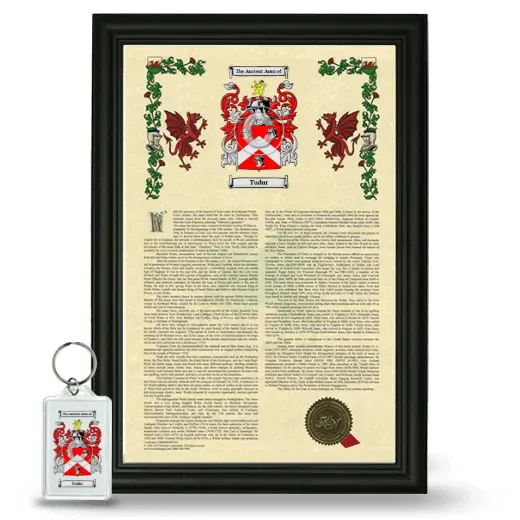 Tudur Framed Armorial History and Keychain - Black