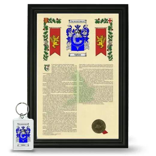 Upham Framed Armorial History and Keychain - Black