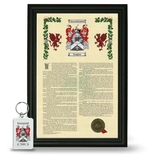 Vaughan Framed Armorial History and Keychain - Black