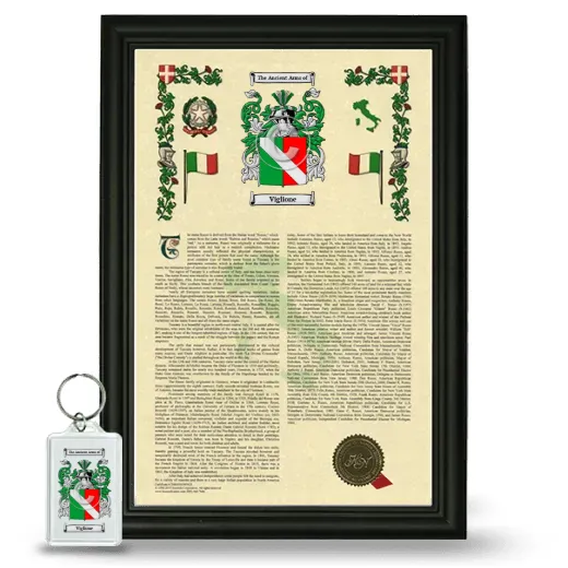 Viglione Framed Armorial History and Keychain - Black