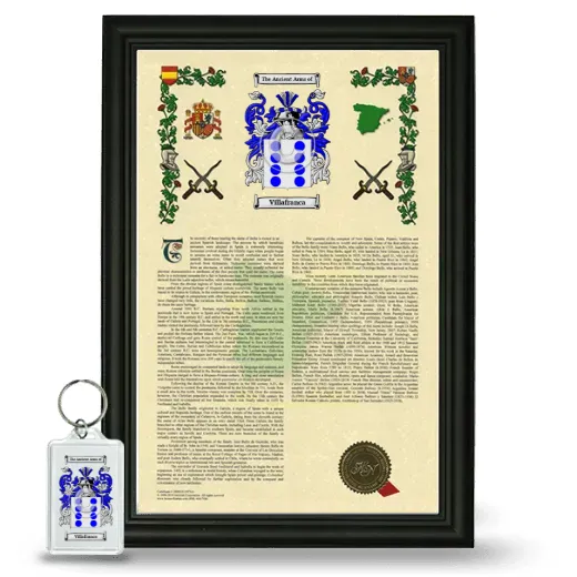Villafranca Framed Armorial History and Keychain - Black