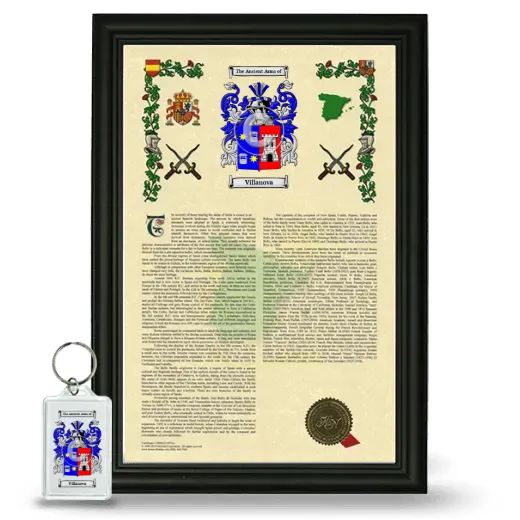 Villanova Framed Armorial History and Keychain - Black