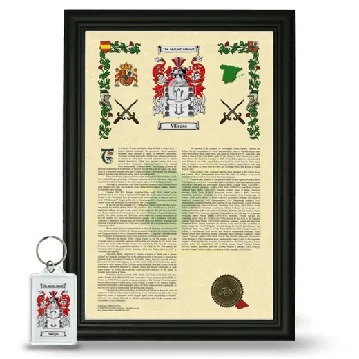 Villegas Framed Armorial History and Keychain - Black